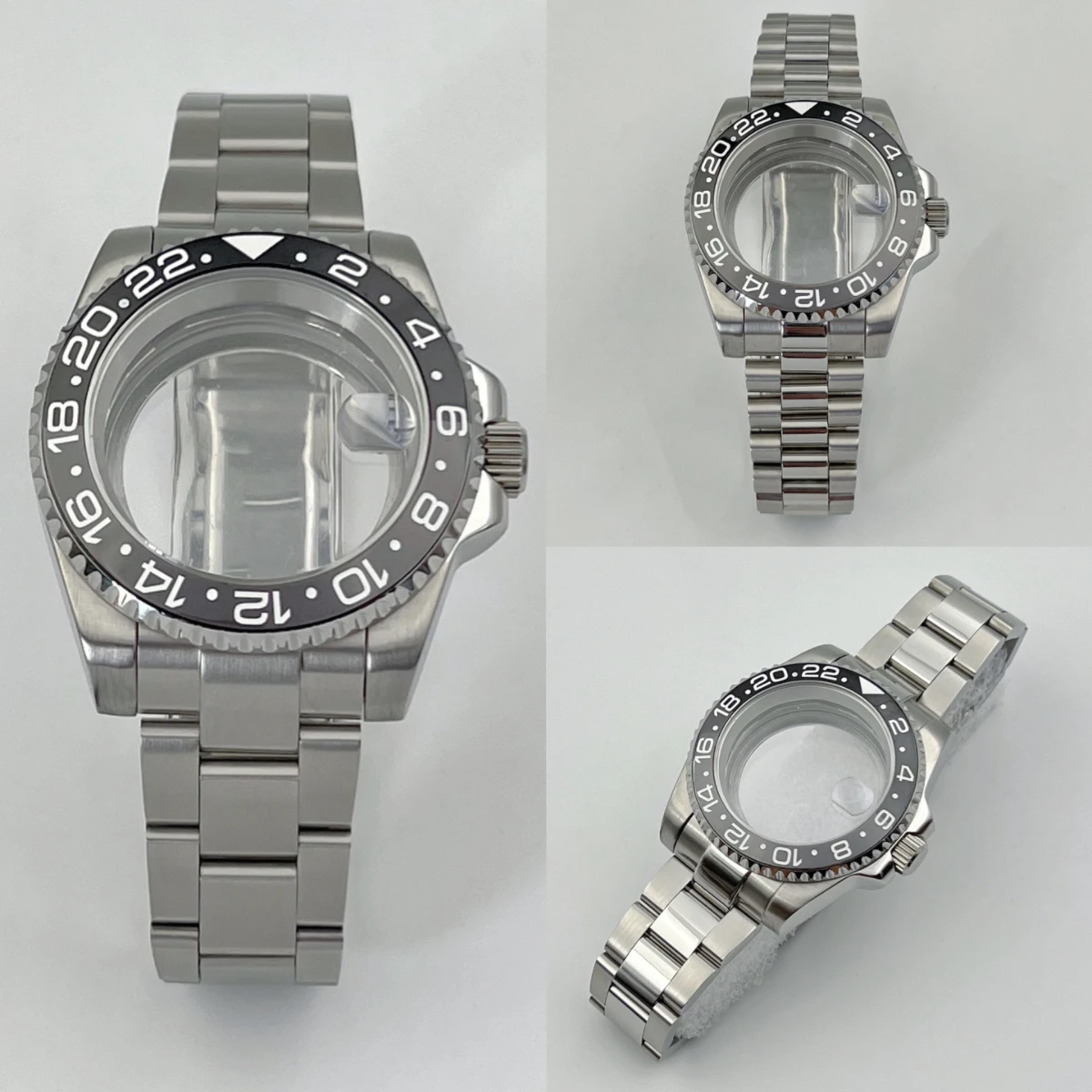 NH35 case and strap, black gray number circle, stainless steel case with sapphire glass