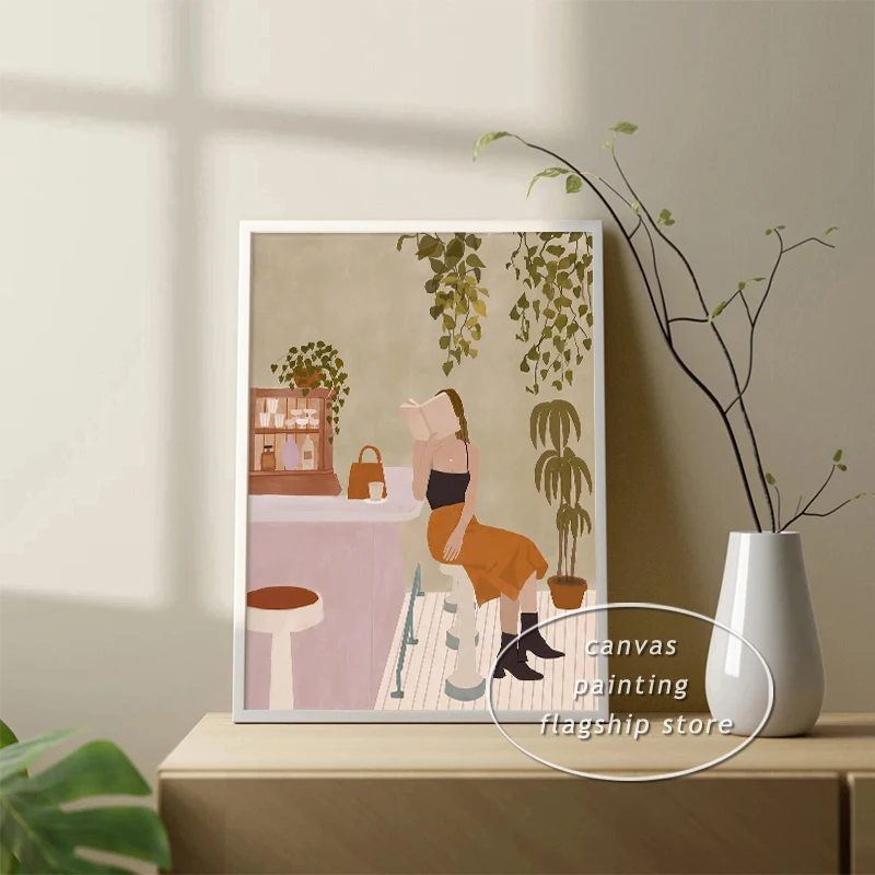 بوهو التوضيح ملصق طباعة قماش ، حياة المرأة السوداء ، وحدة الإناث ، جدار الفن ، صورة لغرفة المعيشة ، ديكور المنزل #2