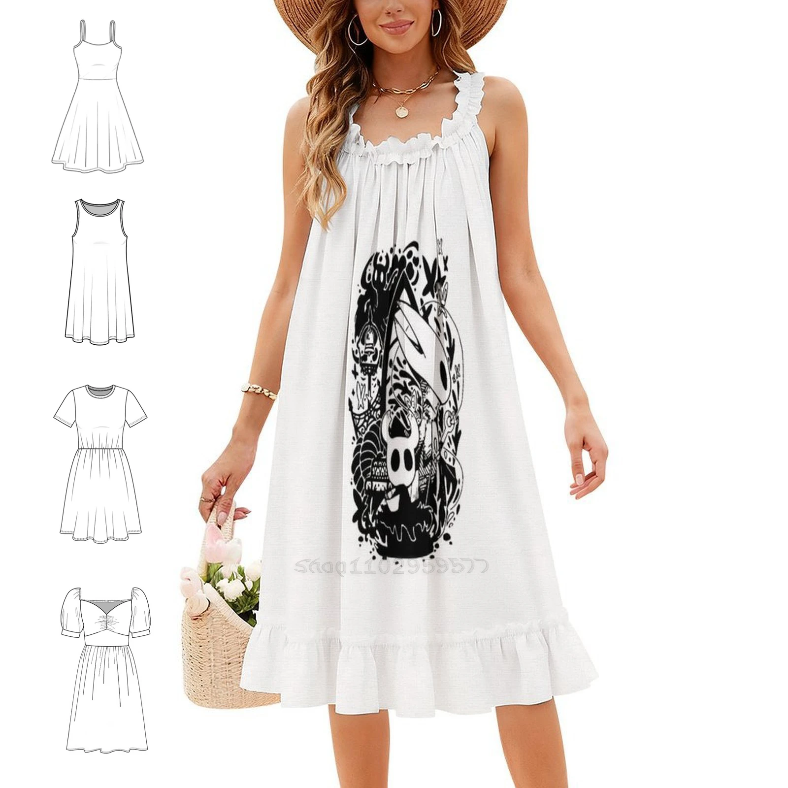Vestido Blanco Clásico de Hollow Knight, Divertido, Estilo Boho Chic, Elegante, para Playa, Bodas y Fiestas, Hollow Knight, Juego para un Solo Jugador
