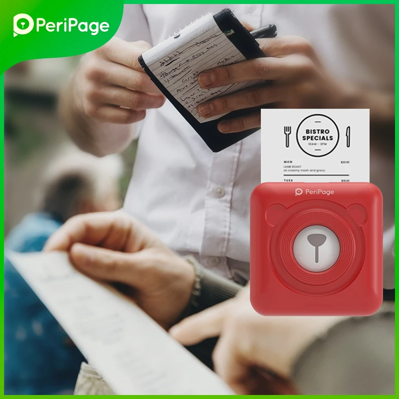 PeriPage 304dpi Mini Printer Bluetooth A6 Thermal Label Sticker Photo Printer Navidad Impresora Multiple Colors Android IOS Gift