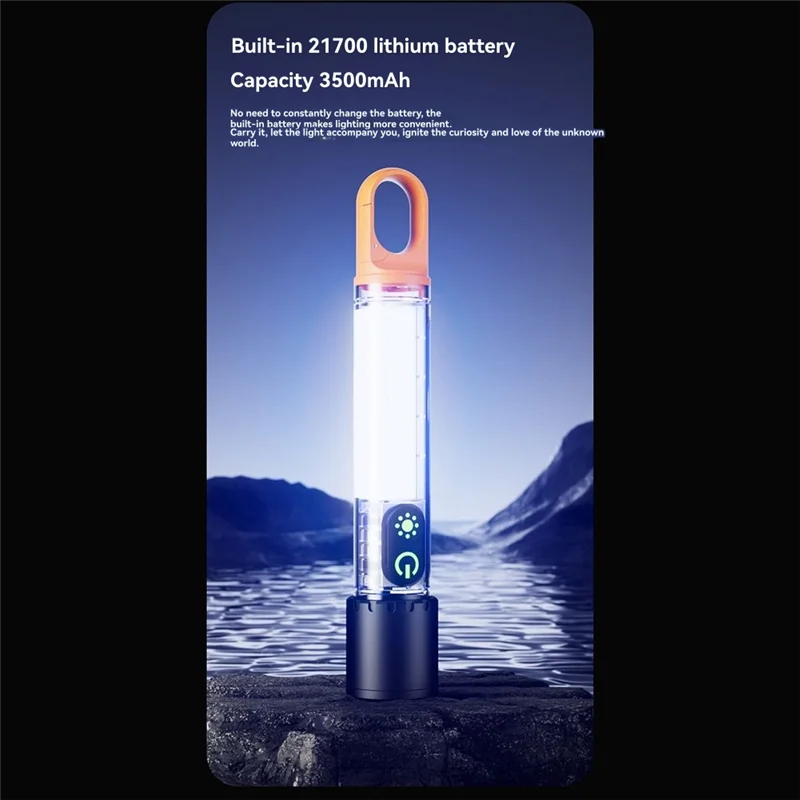GROCE-Zoom Flashlight 3500Mah Battery Type-C Charging With Side Light Multifunctional Strong Light Camping