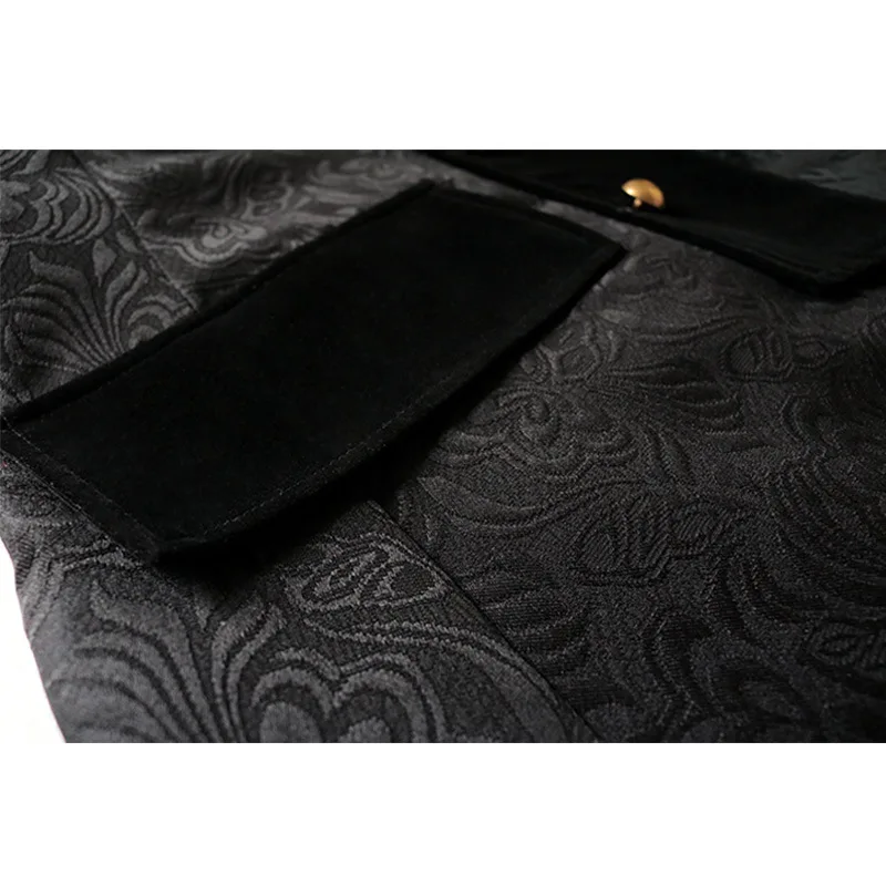 เสื้อคลุมผู้ชายสไตล์ยุคกลาง ปักลายดอกไม้สีพื้น  วินเทจ  สำหรับฤดูหนาว  คอลเลคชั่นฤดูหนาว