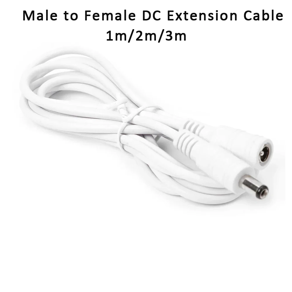 1m 2m 3m DC Extension Cable Male to Female Plug Power Extension Cord Cables for Wifi/AHD/IP Security Cams CCTV Camera 5.5*2.1mm