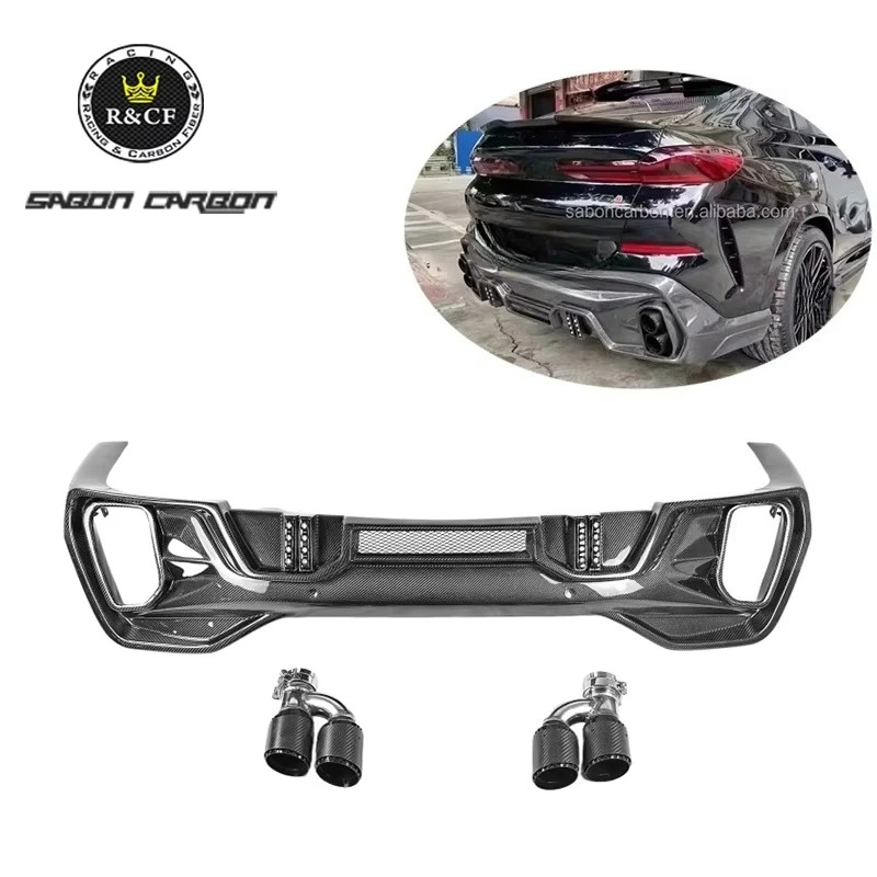 LD Style Lightweight Carbon Fiber Diffuser Rear Bumper Lip for BMW X6 G06 M Sport 2019 up