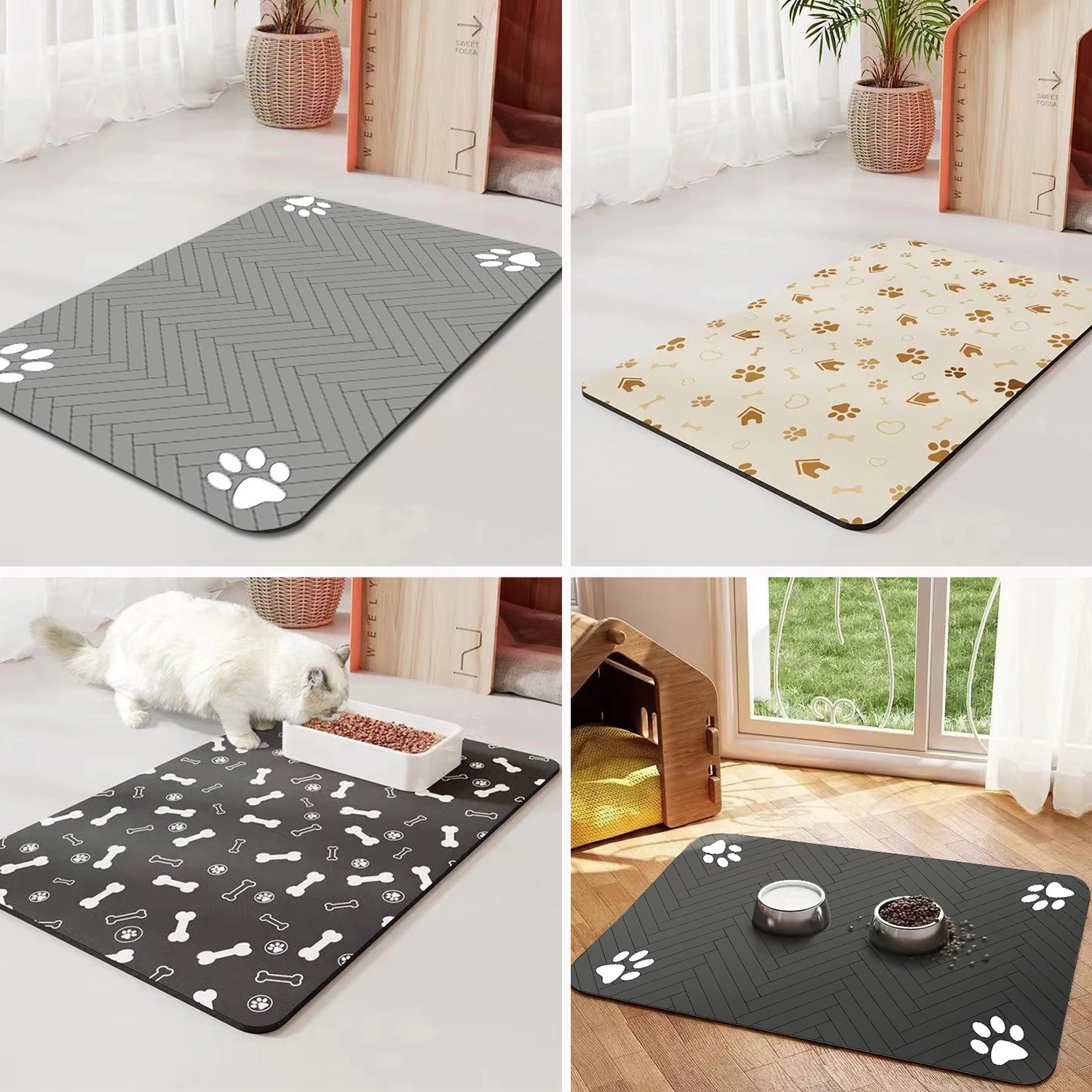 

Pet Placemat No Stains Quick Dry Absorbent Dog Food Bowl Mat Cat Feed Mat Cat Dog Drinking Feeding Placemat Pet Feeder Pads 강아지