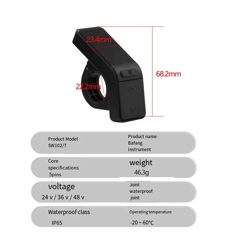 Enhanced SW102-T Mini LCD E-Bike Console For Bafang 36V 48V 52V Motors BBS01 BBS02 BBSHD