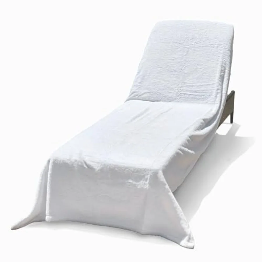 

Large Luxury Chaise Pool/Lounge Chair Cover Towel - Fitted Elastic Pocket Won't Slide Versatile Size Pocket Fits Most Standard