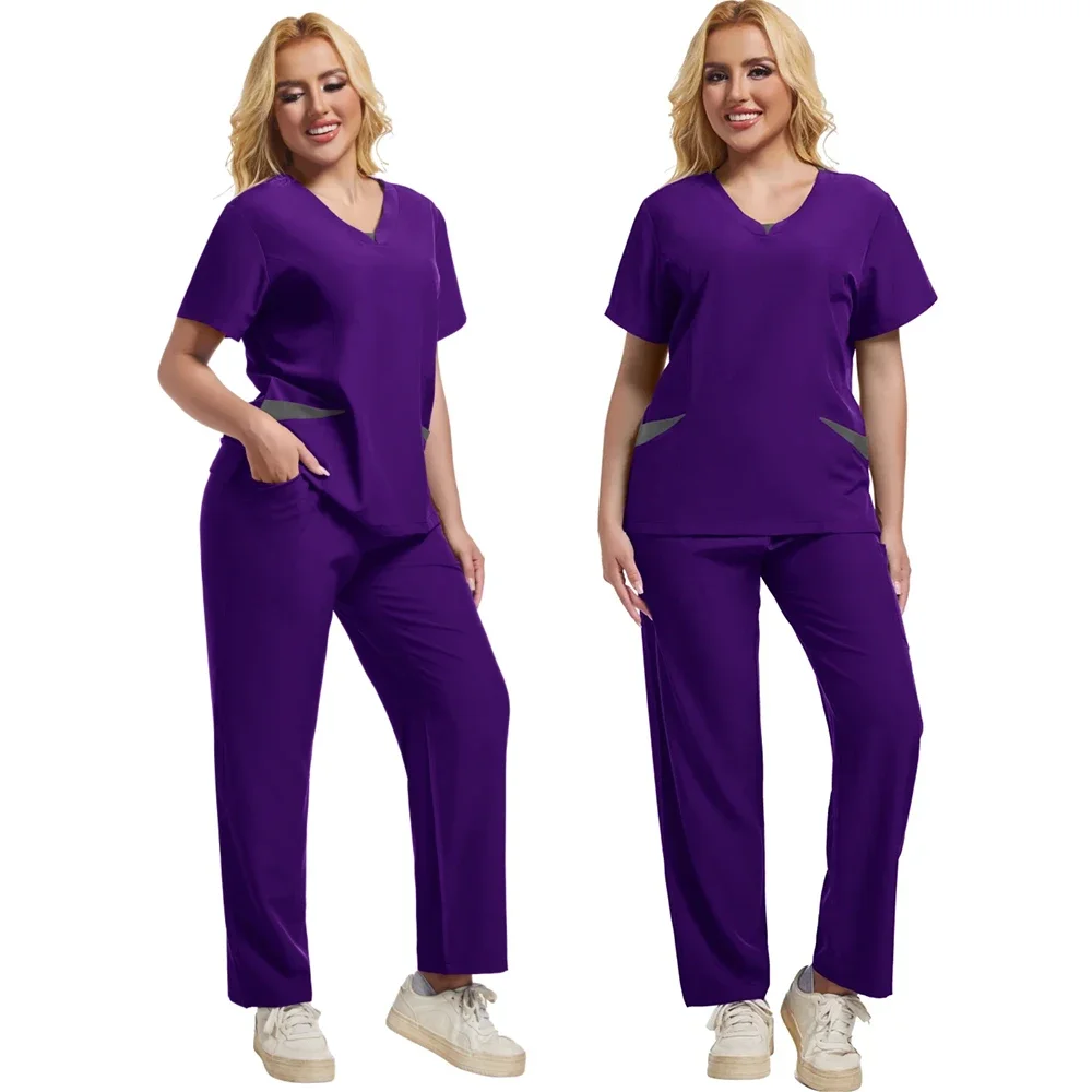 고품질 의료 유니폼 여성 스크럽 세트 간호 액세서리 병원 미용실 스파 작업복 정장 수술 가운