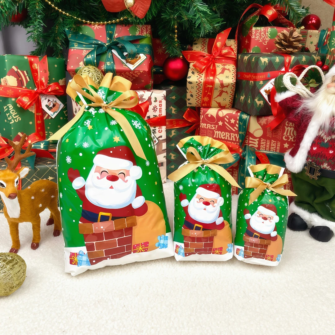 Weihnachts-Süßigkeitentasche, Kordelzugtasche mit Kabelbindern, geeignet für Weihnachtsgeschenke, Weihnachtsdekorationen, Partyzubehör. – Detail 2