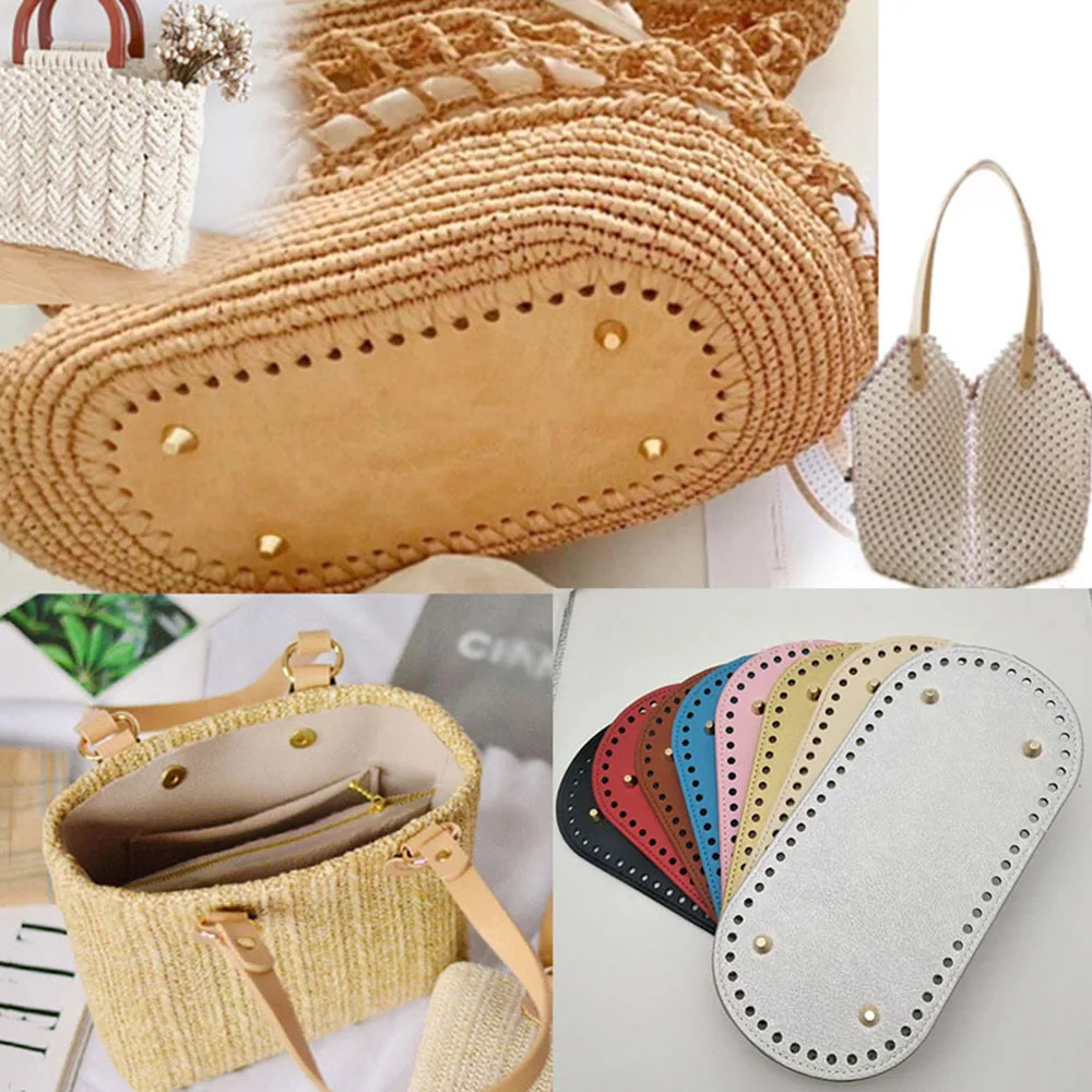 25*12cm PU Leather Handmade Oval Bottom For Knitted Bag Long Oval Bottom Handbag Accessories Multi-colored Durable Bag Bottom