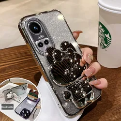 Rabbit Mirror Bracket Case for OPPO Reno 13 12 Pro 11 F Reno 10 Pro Plus Reno 7 8T 4G 5G A3 A58 A38 A78 Seismic Protective Shell