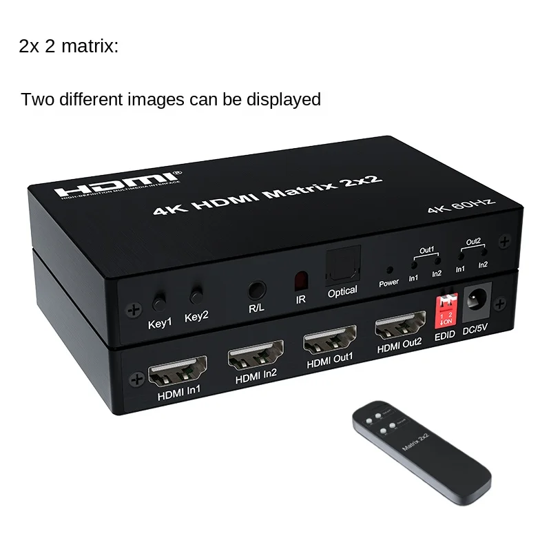 Audio Matrix Switching hdmi 2x2 4k@60 HDMI Distributor with 3D Support 2 in 2 out Switch Splitter Converter for PS4 PC Laptop TV