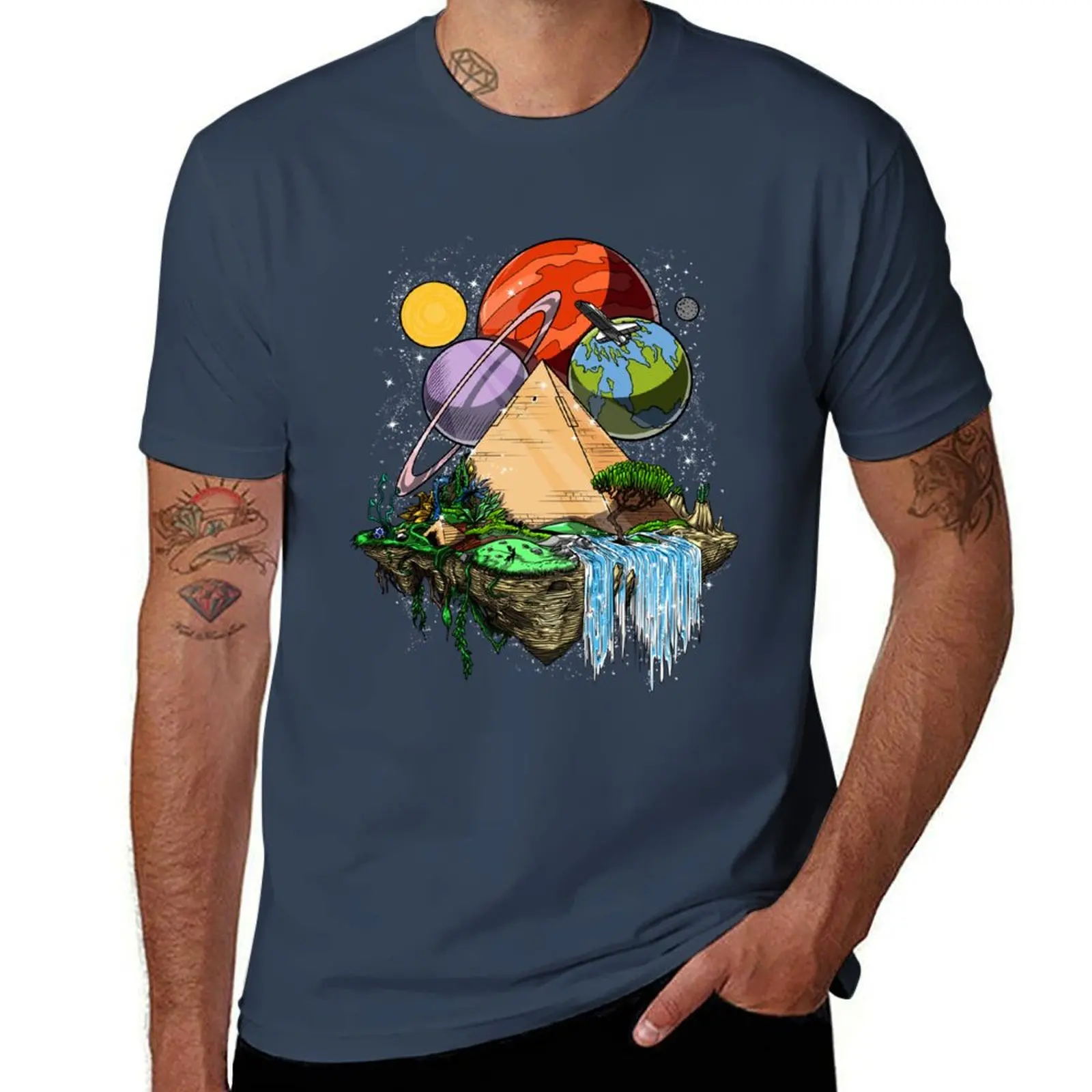 

Space Pyramids Egyptian T-Shirt Street Art Print Tee Shirt
