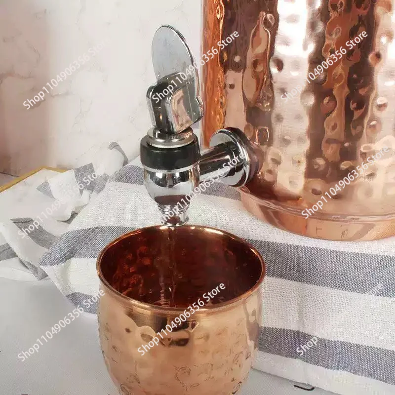 Pure Copper Indian Water Pot, Traditional Handcrafted, Distressed Antique, 4.8L, Single Piece