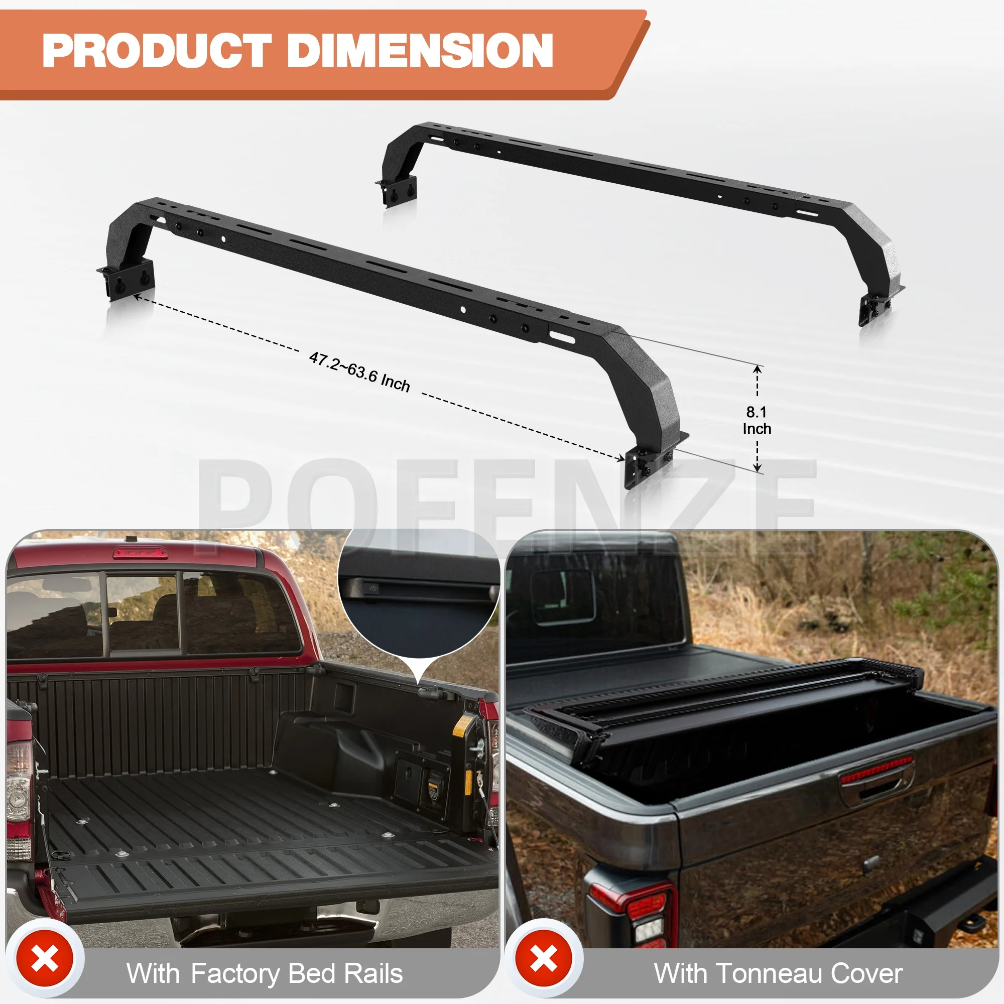 ชั้นวางรถบรรทุกพร้อมคานขวาง 2 อัน เตียงรถบรรทุก Cargo Carrier ชั้นวางด้านหลังแบบ Low Profile สําหรับงานหนัก