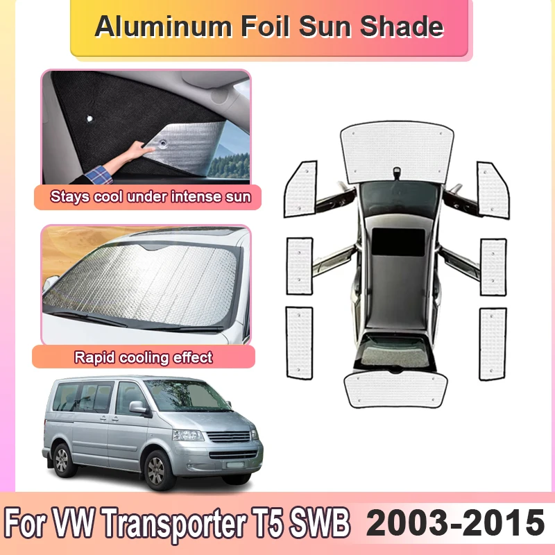 

Для VW Volkswagen Transporter T5 SWB 2003~2015: Полный комплект солнцезащитных шторок-отражателей для автомобиля, аксессуары для защиты от солнца