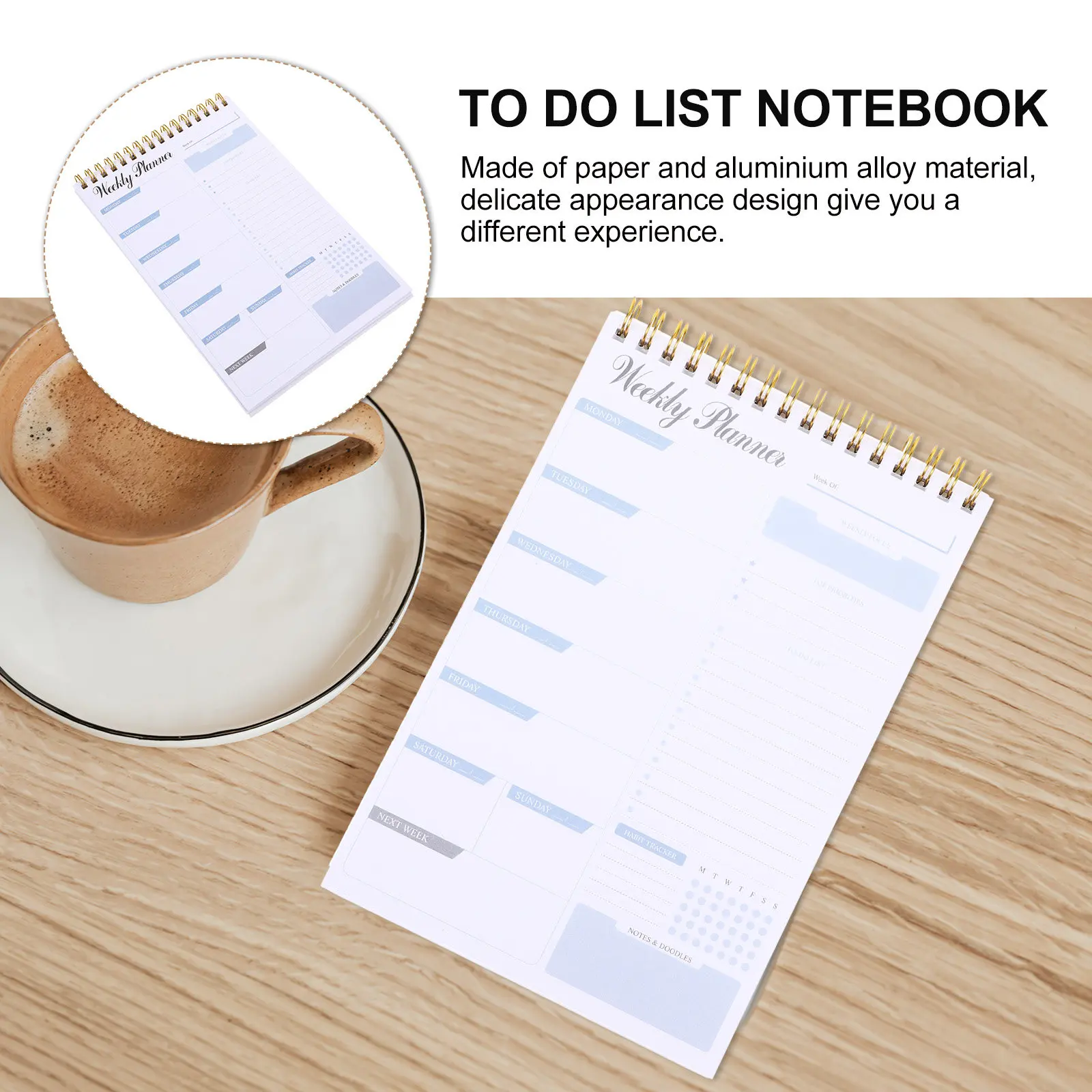 Daily Planner Notepad Aluminum Alloy Paper Tear Off Memo Pads Task Organizer Schedule Planner Notebook Smooth Writing Experience