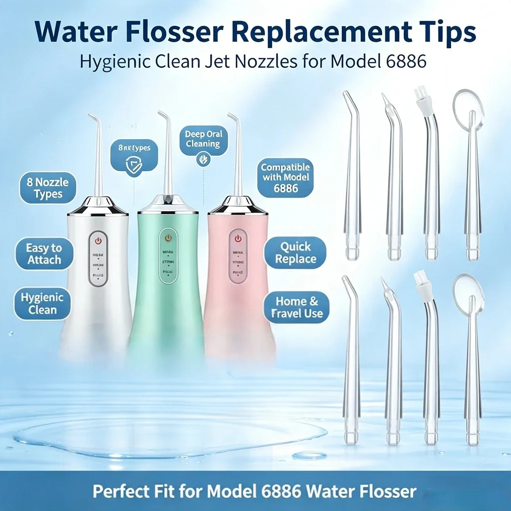 4/8/16Pack Gentle Care Water Flosser Tips - Easy-to-Attach, Durable Plastic Nozzles for a Hygienic Clean