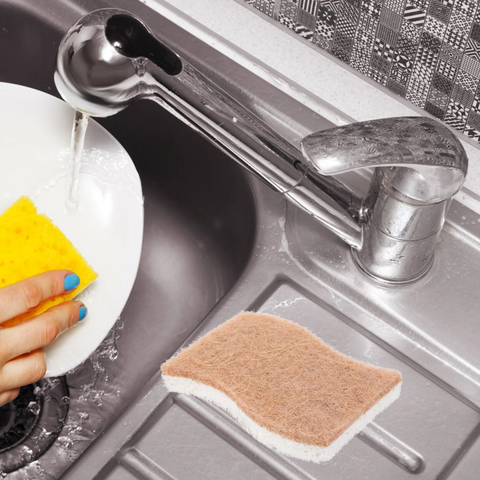 

9Pcs Dish Sponge Reusable Kitchen Scrub Sponge Natural Sisal Material Multi Function Wok Cleaning Household Scrubber
