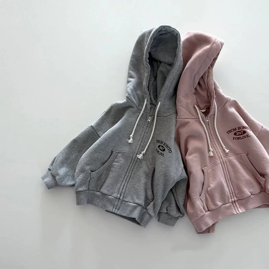 

2025 Autumn New Baby Long Sleeve Hooded Sweatshirt Coat Cotton Girls Hoodie Kids Boys Casual Letter Cardigan Toddler Clothes