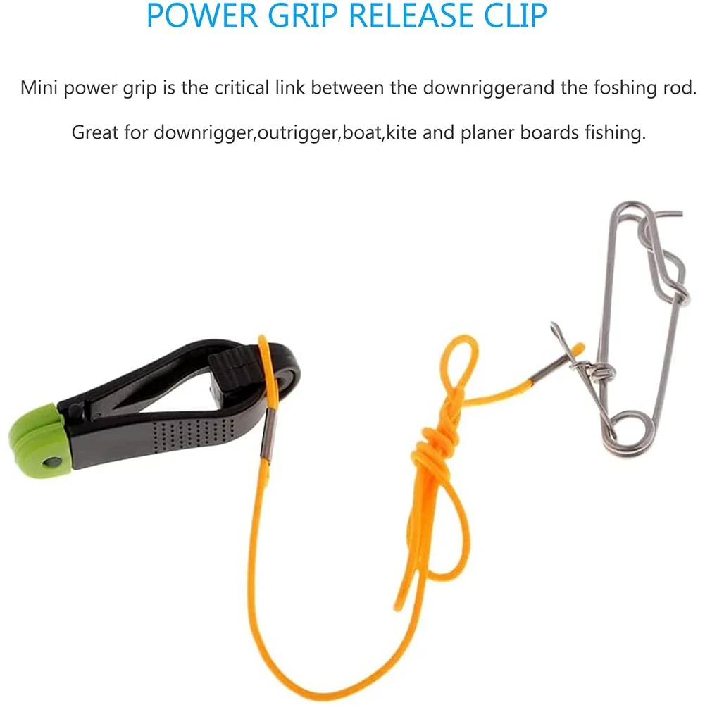 2 Pcs Power Grip Plus Line Release, 17 Inches Downrigger Release Stacker Clip Fishing Leader with Longline Snap Clips