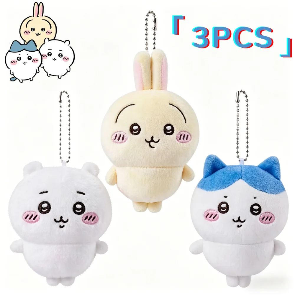 3 piezas de muñecos de peluche de anime Chiikawa, llaveros de peluche Kawaii Usachi, colgantes de peluche Hachiware, adornos lindos para mochilas, juguetes y regalos