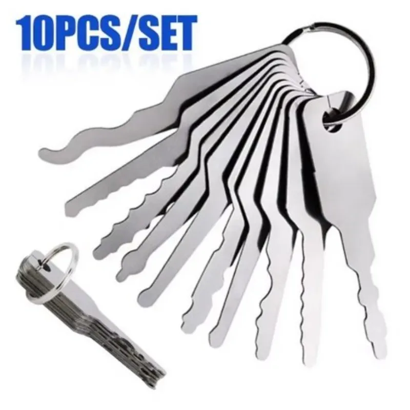 

For Car Unlock Door Open Keys Dual Sided Jiggler Keys Car Repair Tool Stainless Steel Repair Accessories 10Pcs/set