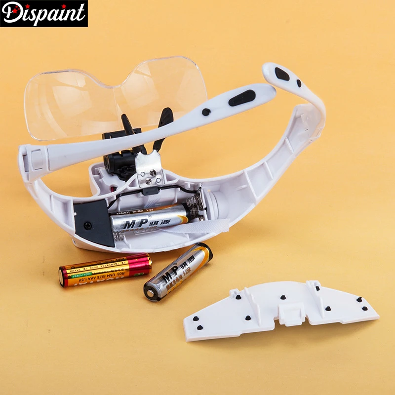 Dispaint Diamond Painting Embroidery 1.0X 1.5X 2.0X 2.5X 3.5X Adjustable 5 Lens Loupe LED Light Headband Magnifier Glass Lamp