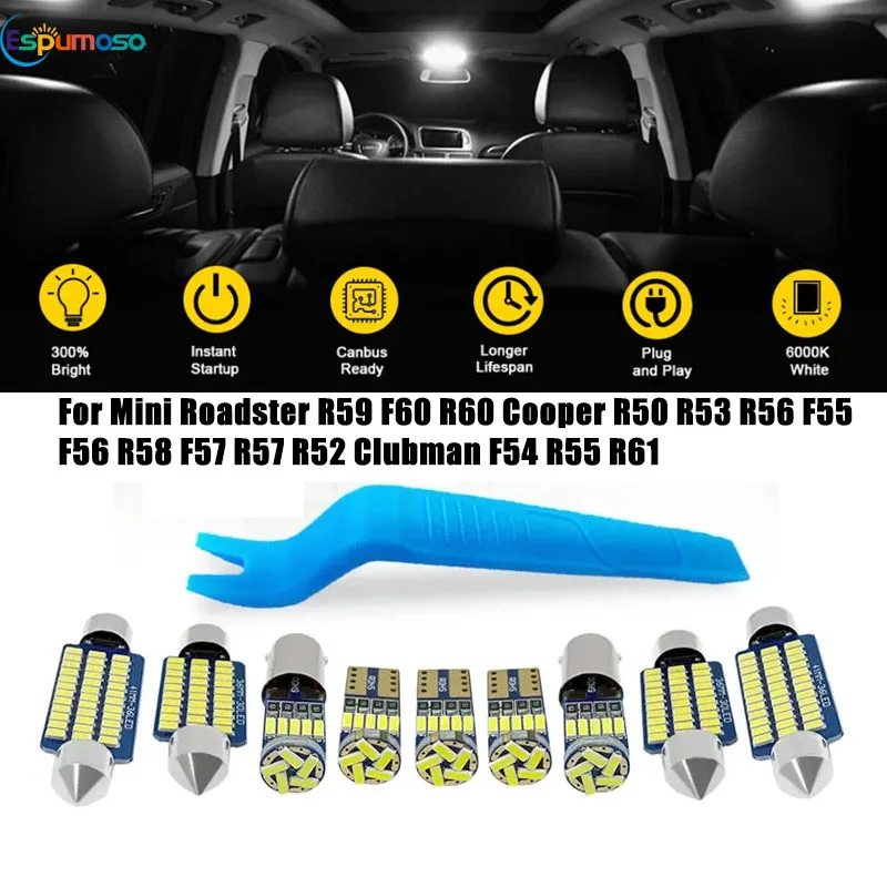 QIDEWIN Canbus For Mini Roadster R59 F60 R60 Cooper R50 R53 R56 F55 F56 R58 F57 R57 R52 Clubman F54 R55 R61 LED Interior Lights