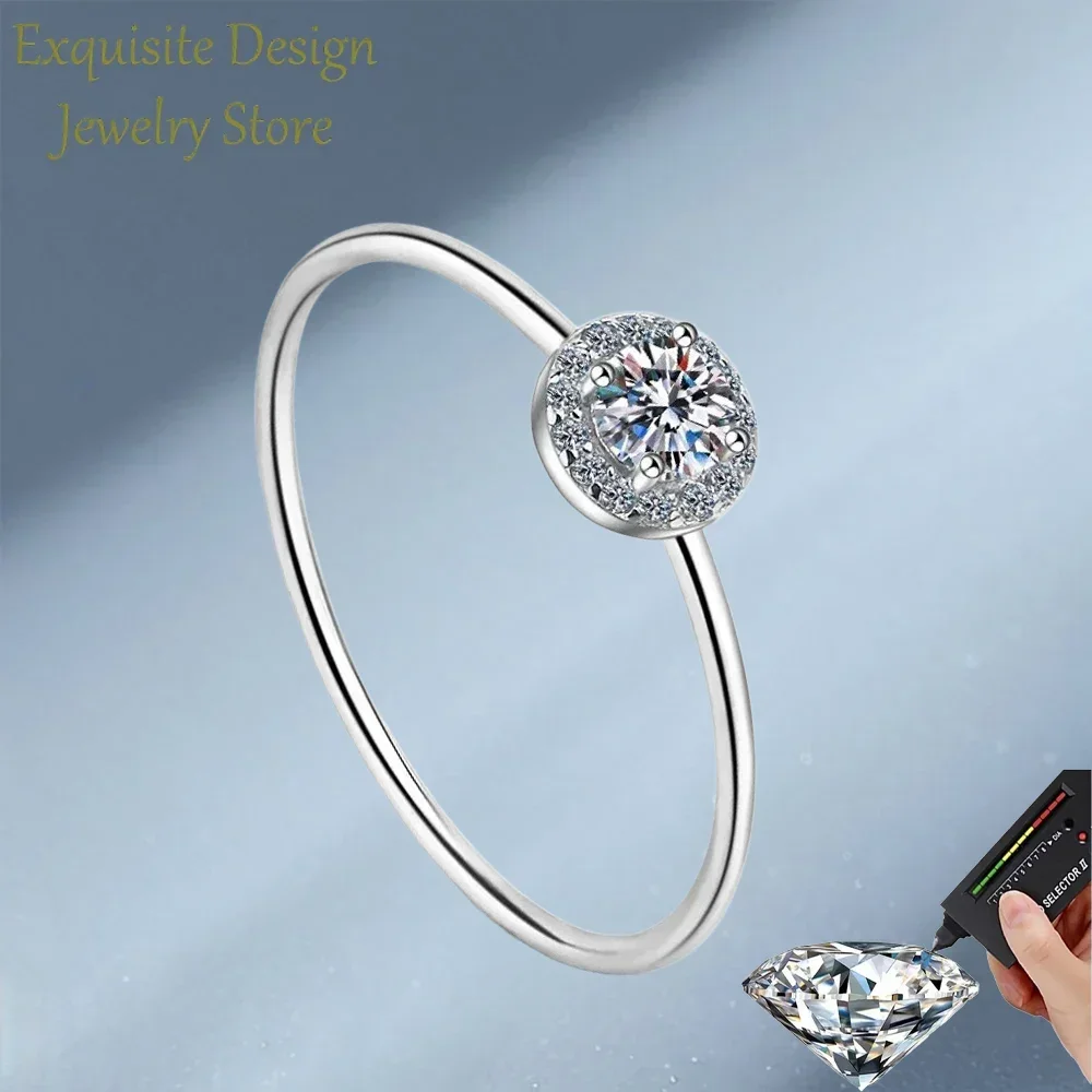 

Exquisite Design 0.3 Carat Moissanite Diamond Mounted Luxury Lady Ring, Thin Ring Platinum PT950 Female Wedding Rings for Women