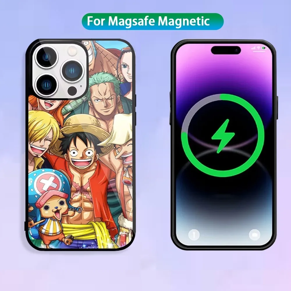 Bilibili Anime ONE PIECE Luffy Phone Case For Magnetic Inductive Charging iPhone 15 14 13 11 12 Max Plus Pro Mini Shell