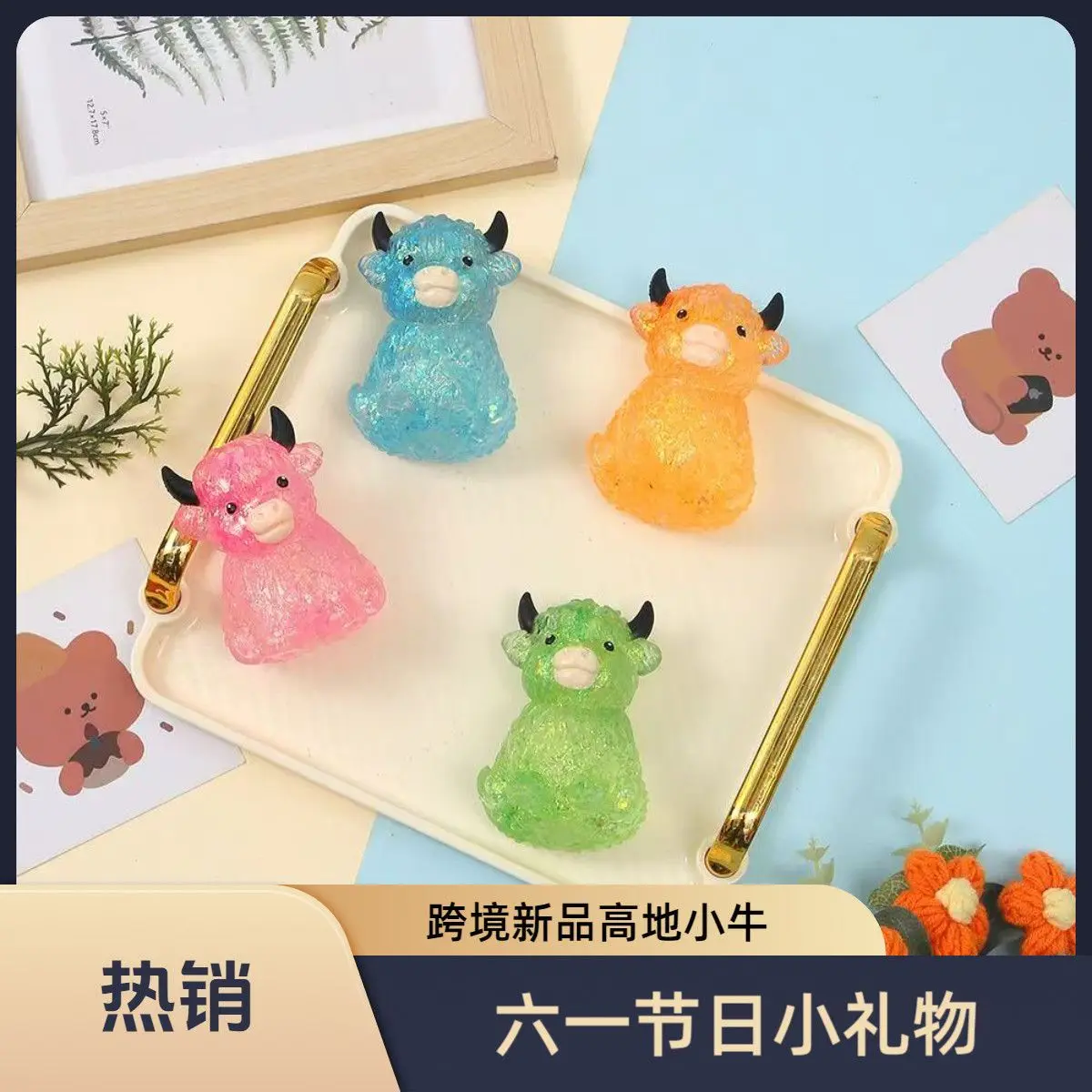 New cross-border bestseller: Highland Cow squishy toy, cute stress relief fidget vent tool