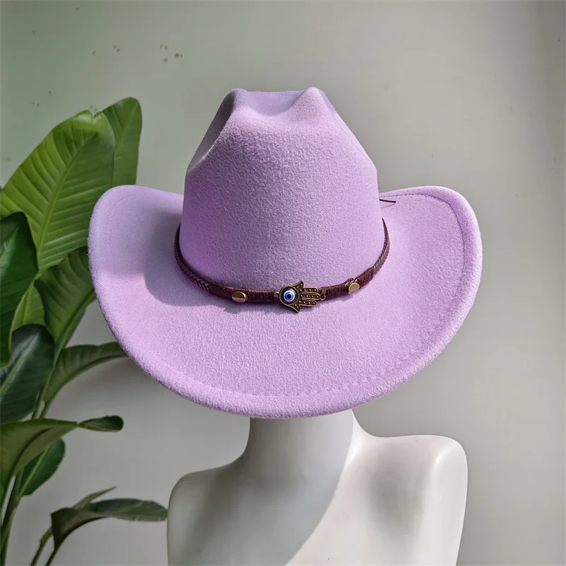 Grape purple cowboy hat stylish and chic neutral solid color jazz hat accessories decorative western cowboy hat for men