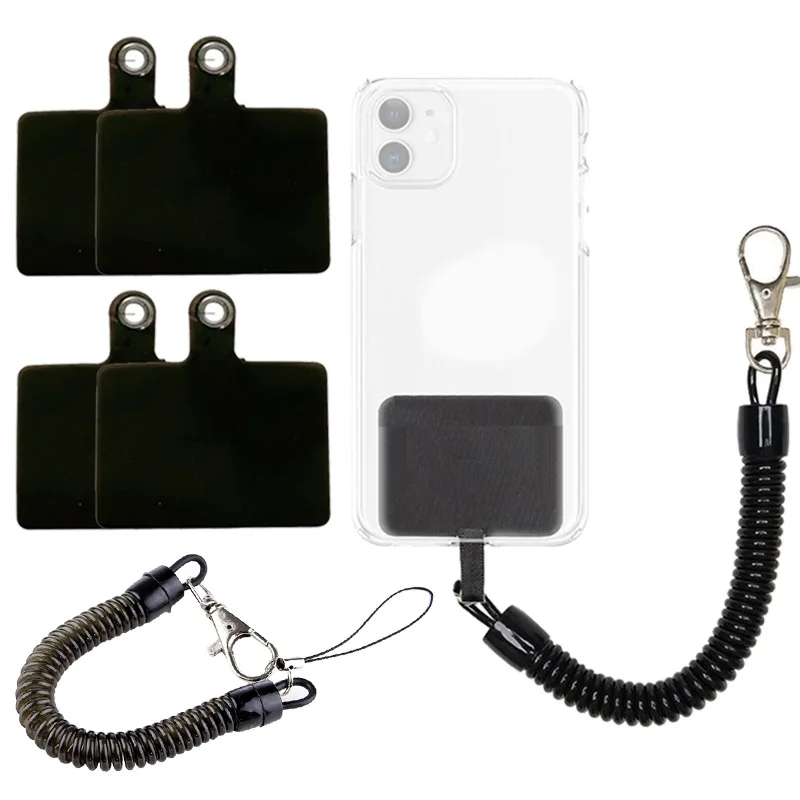 Anti-Loss Mobile Phone Lanyard Spring Lanyard Gasket Phone Safety Tether with Card Universal Phone Charm String Smartphone Strap