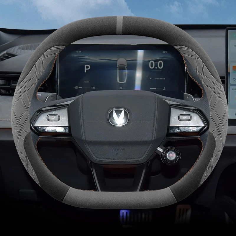 

Suede Leather Car Steering Wheel Cover for Changan UNI K V S 2022 2023 2024 2025 2026 Accessories