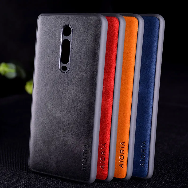 غلاف جلدي عتيق فاخر لهاتف Xiaomi Mi 9T ، جراب هاتف TPU PC لهاتف xiaomi mi 9t pro