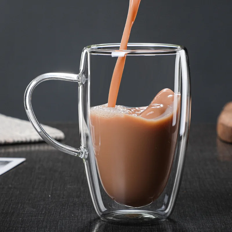 Bicchiere da caffè in vetro trasparente a doppio fondo latte whisky tè birra resistente al calore Cocktail Vodka tazza da vino bicchieri bicchieri