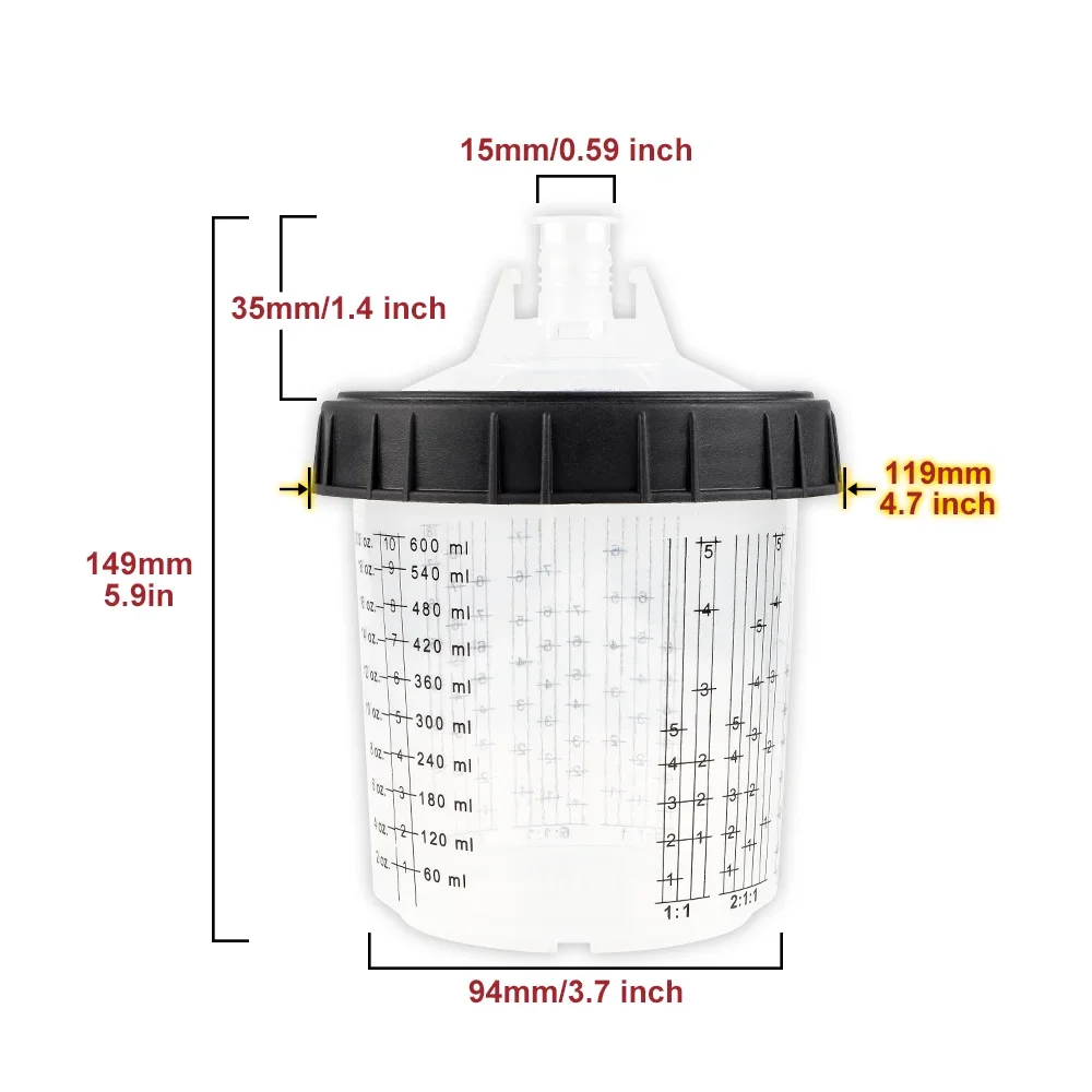50pcs Disposable Paint Mixing Cups Kit- 20.29oz/600ML, Featuring A Replaceable Cup System for No Cleaning Required
