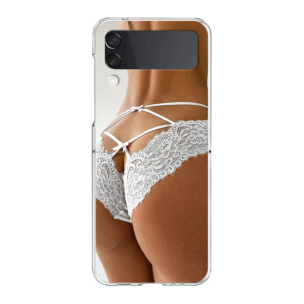 Sexy Ass Underwear Bikini Woman Girl Hard PC Phone Case For Samsung Galaxy Z Flip 6 5 4 Transparent Cover For Galaxy Z Flip3 Bag