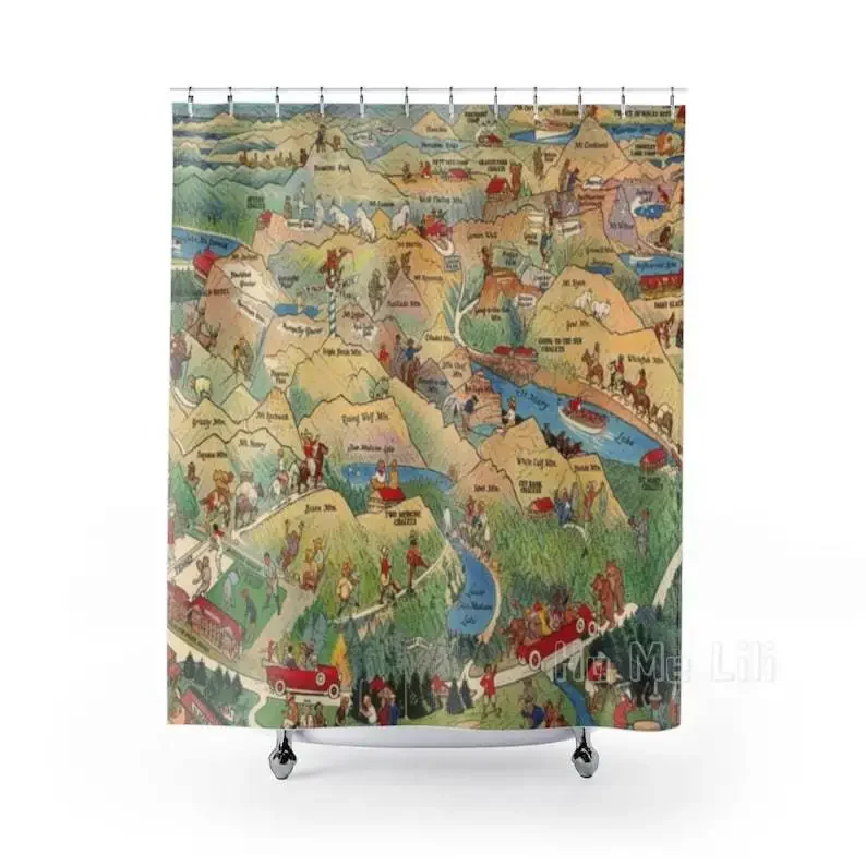 

Old Glacier National Park Map Vintage Montana Natural Reserve Atlas Shower Curtain