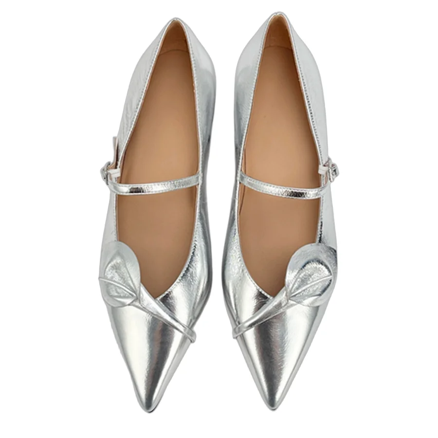 

Withered French Minimalist Retro Pointed Toe Calla Lily Flower Mary Jane Shoes Women Cowhide Elegant Summer Sandals For Women