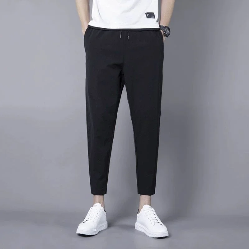 Ice Shreds Thin Style Summer Men New Fashion Korean Solid Color Elastic Force Quick Drying Comfortable Casual Affordable Pants