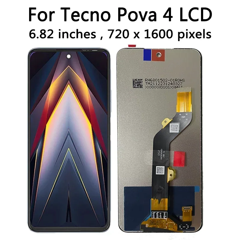 6.82“AAA+ Quality For Tecno Pova 4 LCD Display Touch Screen Digitizer Assembly For Tecno Pova4 LG7n Display Replacement