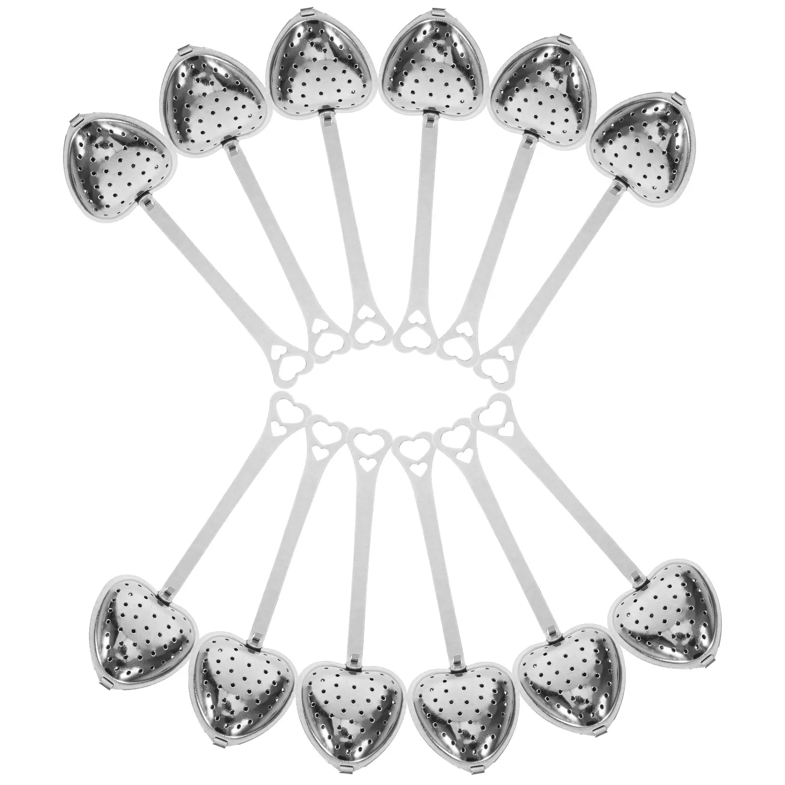 

12 Pcs Stainless Steel Heart Shaped Handle Tea Strainer Infuser Professional Loose Leaf Filter Home Kitchen Tea Supply