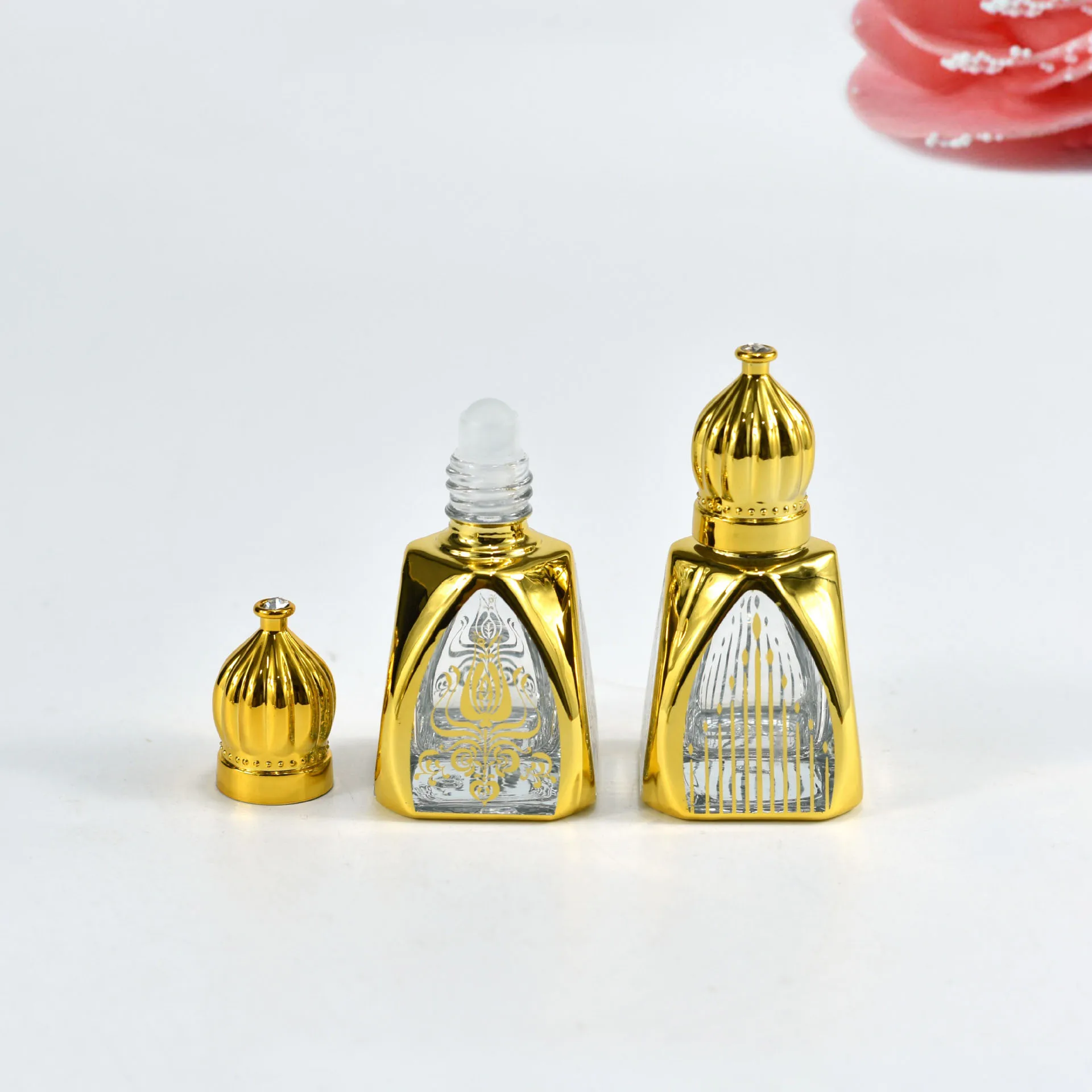 1pc Perfume Bottle 12ml Portable Glass Roll on Bottlse Gold Packaging Mini Essential Oil Container Blending Empty Roller Bottles