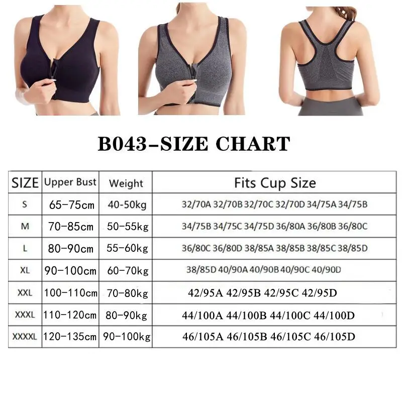 Running Fitness Sports Bra Front Zipper Women\'s Underwear Shockproof without Underwire Bralette Breathable Seamless Brassiere