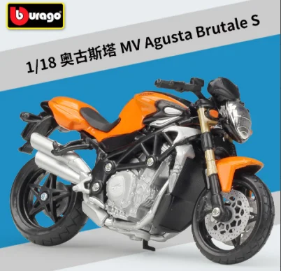 

Модель мотоцикла Bburago 1:18 MV Agusta Brutale S, литая металлическая игрушка, модель уличного гоночного мотоцикла, имитация, детские подарки