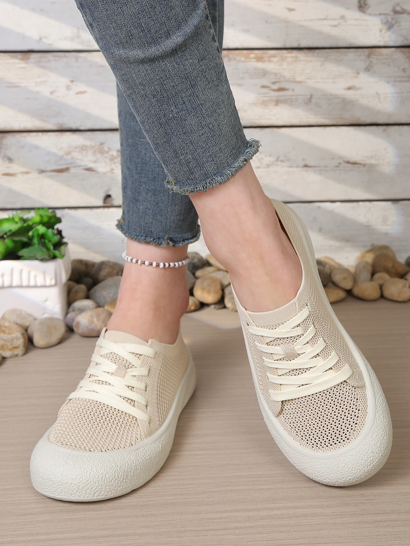 Leichte Mesh-Strick-Freizeitschuhe für Damen, atmungsaktive Slip-On-Sneaker mit weicher Sohle, bequemes Alltagsschuhwerk. – Detail 11