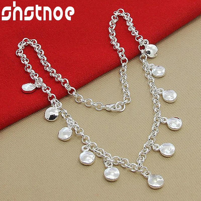 SHSTONE 925 Sterling Silver okrągły łańcuszek z fasolą naszyjnik dla kobiet wysokiej jakości biżuteria ślubna zaręczynowa — zdjęcie 4