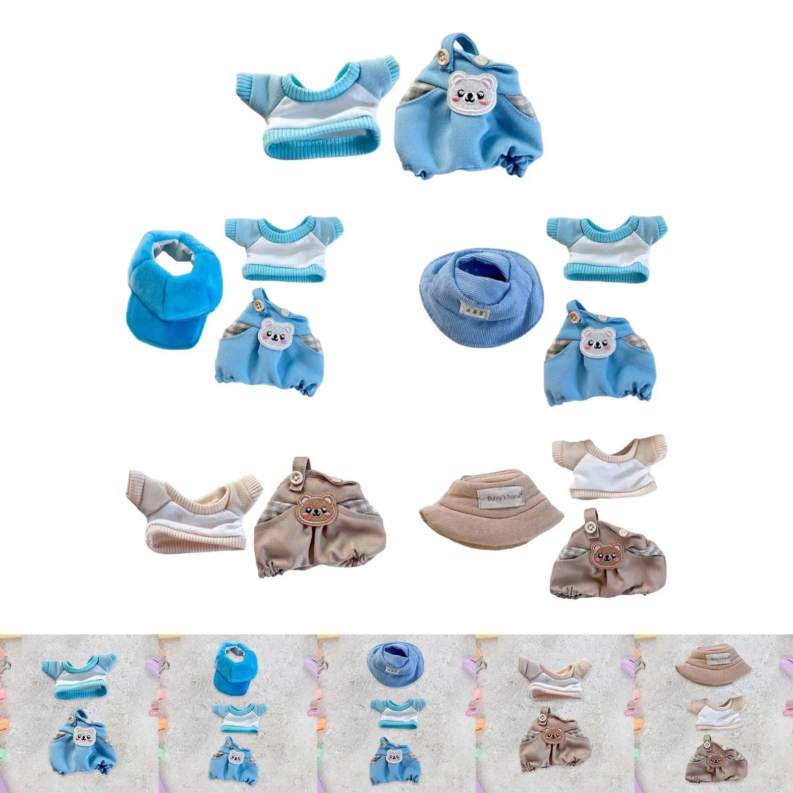 Roupa de boneca de pelúcia urso bonito para crianças coordenação diy acessórios educativos moda presentes de aniversário trajes para boneca de 17cm